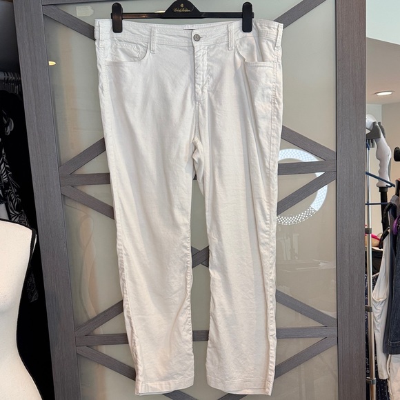 NYDJ Pants - NYDJ White Linen Straight-Leg Trouser